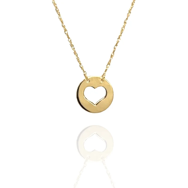 dainty gold chain ring 14 Karat Yellow Gold Heart Necklace