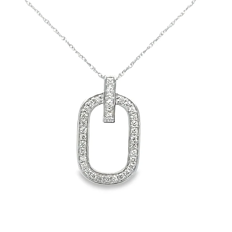 double-layered choker necklace 14K White Gold Diamond Pendant  - .55ctw