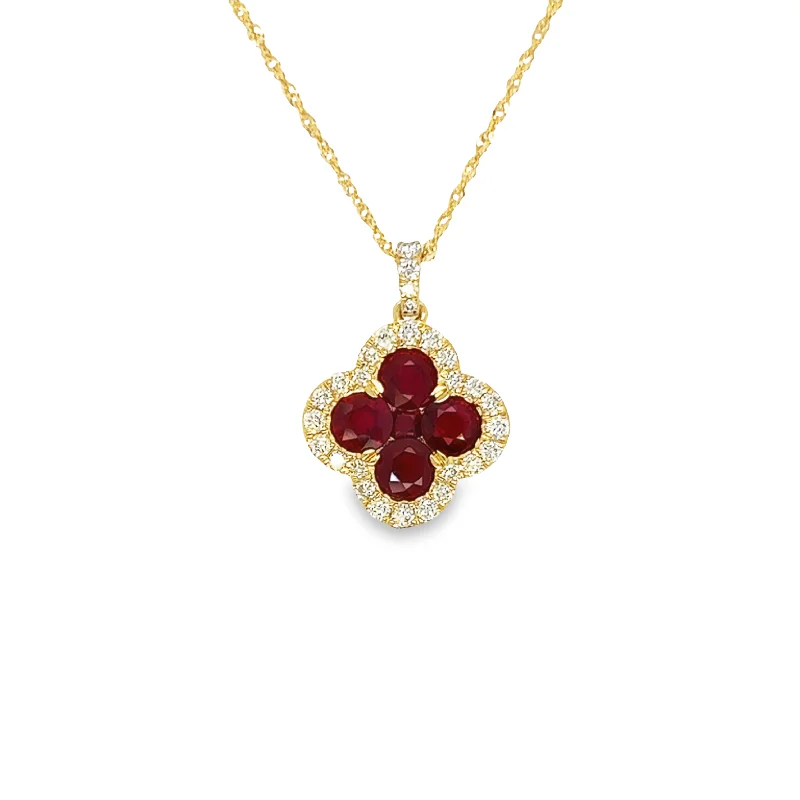 minimalist rose gold bracelet 14K Yellow Gold Ruby and Diamond Pendant