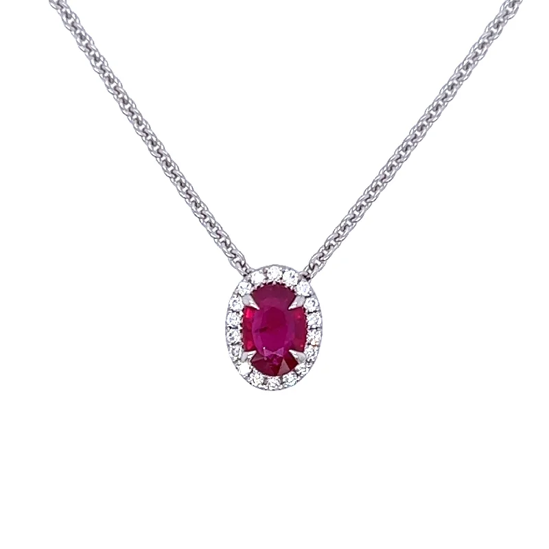 modern geometric silver ring 18K White Gold Ruby & Diamond Pendant