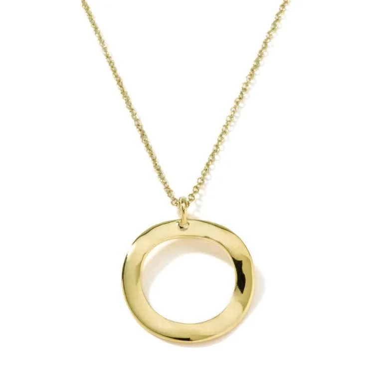 hammered silver pendant necklace Ippolita Classico "O" Mini Wavy Pendant in 18K Yellow Gold