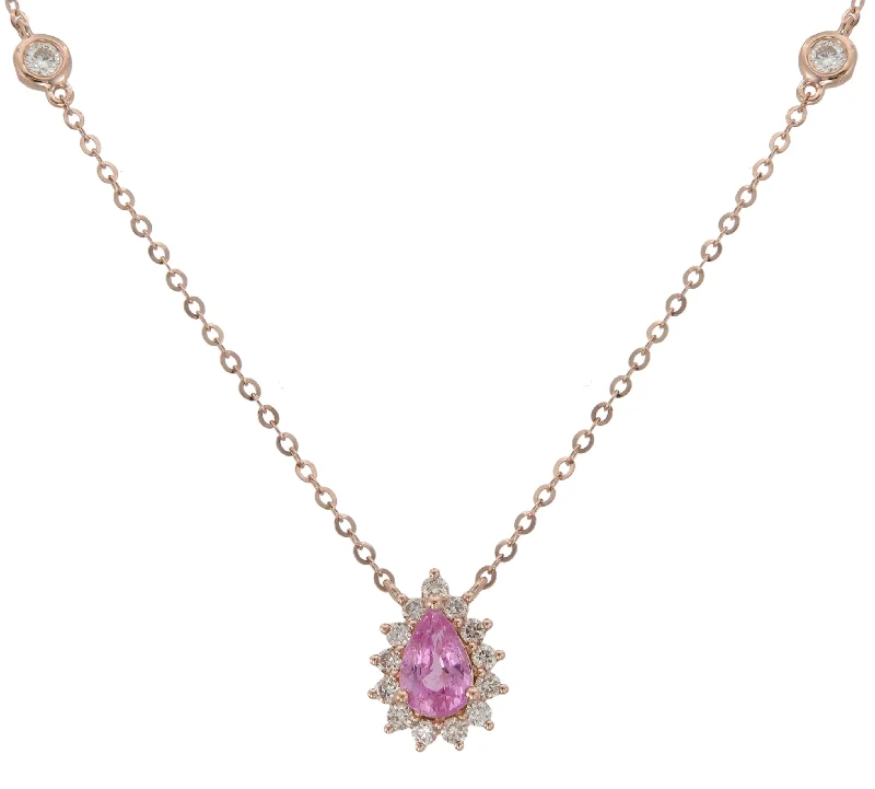 multi-gemstone eternity band Ladies Diamond & Pink Sapphire Pendant Necklace