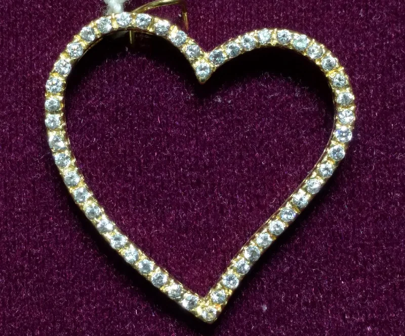 silver anklet with charms Heart Outline CZ Pendant (14K)