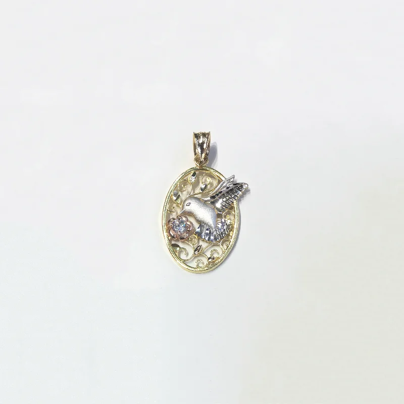 gold engagement ring vintage Hummingbird Diamond Cut CZ Tricolor Oval Pendant (14K) gold engagement ring vintage Hummingbird Diamond Cut CZ Tricolor Oval Pendant (14K)